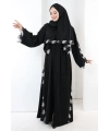 Dantelli Şallı Abaya 7095 Siyah