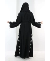 Dantelli Şallı Abaya 7095 Siyah