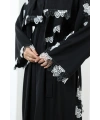 Dantelli Şallı Abaya 7095 Siyah