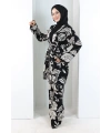 Desenli Kimono Takım 8712 Siyah