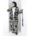 Desenli Kimono Takım 8712 Siyah