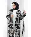 Desenli Kimono Takım 8712 Siyah