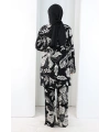 Desenli Kimono Takım 8712 Siyah