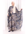 Desenli Şallı Elbise 6076 Lacivert