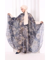 Desenli Şallı Elbise 6076 Lacivert