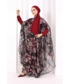 Desenli Şallı Elbise 6076 Siyah