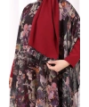 Desenli Şallı Elbise 6076 Siyah