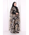 Desenli Şallı Elbise 6076 Siyah - Taş