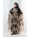Desenli Şallı Elbise 6076 Taş