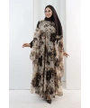 Desenli Şallı Elbise 6076 Taş