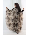 Desenli Şallı Elbise 6076 Taş