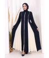 Dubai Biyeli Fermuarlı Ferace 7050 Lacivert