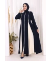 Dubai Biyeli Fermuarlı Ferace 7050 Lacivert