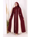 Dubai Biyeli Fermuarlı Ferace 7050 Mürdüm