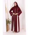 Dubai Biyeli Fermuarlı Ferace 7050 Mürdüm
