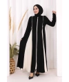 Dubai Biyeli Fermuarlı Ferace 7050 Siyah