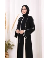 Dubai Biyeli Fermuarlı Ferace 7050 Siyah
