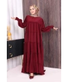 Dubai Katlı Salaş Elbise 6023 Bordo
