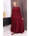 Dubai Katlı Salaş Elbise 6023 Bordo