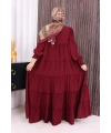 Dubai Katlı Salaş Elbise 6023 Bordo