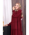 Dubai Katlı Salaş Elbise 6023 Bordo