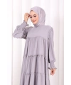 Dubai Katlı Salaş Elbise 6023 Gri