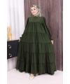Dubai Katlı Salaş Elbise 6023 Haki