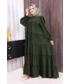 Dubai Katlı Salaş Elbise 6023 Haki