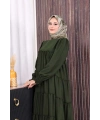 Dubai Katlı Salaş Elbise 6023 Haki