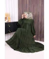 Dubai Katlı Salaş Elbise 6023 Haki