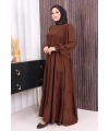 Dubai Katlı Salaş Elbise 6023 Kahverengi