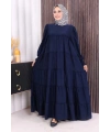 Dubai Katlı Salaş Elbise 6023 Lacivert