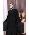 Dubai Katlı Salaş Elbise 6023 Siyah