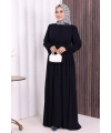 Düğme Detay Elbise 6055 Lacivert