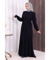 Düğme Detay Elbise 6055 Lacivert
