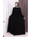 Düğme Detay Elbise 6055 Siyah