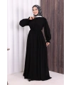 Düğme Detay Elbise 6055 Siyah