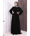 Düğme Detay Elbise 6055 Siyah