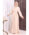 Düğme Detay Elbise 6055 Taş