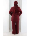 Düğme Detay İkili Takım 8711 Bordo