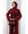 Düğme Detay İkili Takım 8711 Bordo