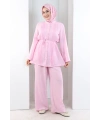 Düğme Detay İkili Takım 8711 Pembe
