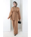 Düğme Detay İkili Takım 8711 Taba