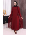 Düğme Detaylı Elbise 3919 Bordo