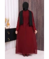 Düğme Detaylı Elbise 3919 Bordo
