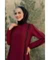Düğme Detaylı Elbise 3919 Bordo