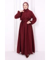 Düğme Detaylı Elbise 6097 Bordo