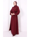 Düğme Detaylı Elbise 6097 Bordo