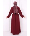 Düğme Detaylı Elbise 6097 Bordo