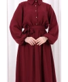 Düğme Detaylı Elbise 6097 Bordo